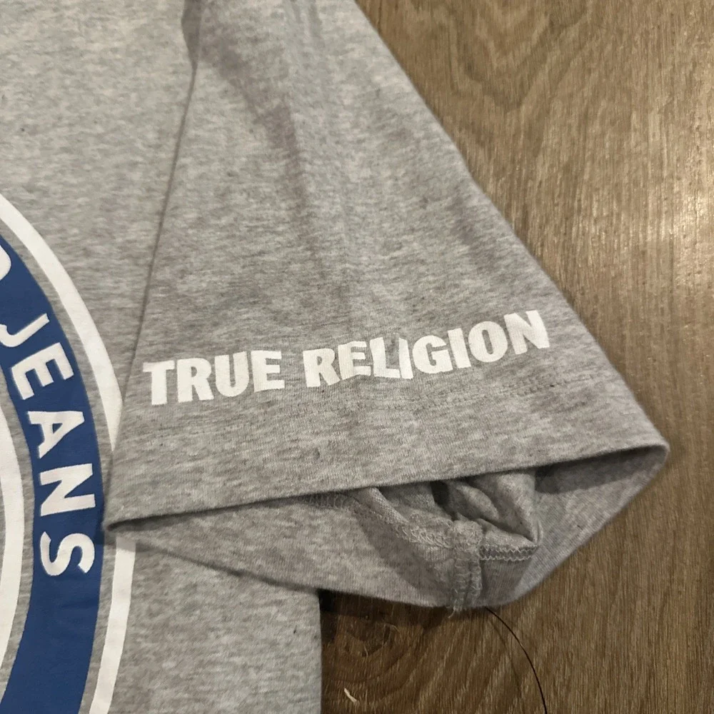 New True Religion Men's Tshirt Size Small Gray Horseshoe Logo Rinestone Shine Tr